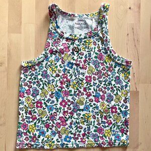 Teddy Fresh Women's White Halter Tank Top with Colorful Flowers size Small